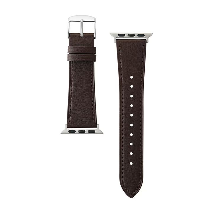 BAMBI Apple Watch Band, Washable, Genuine Leather, Dark Brown, RWC039B,, medium