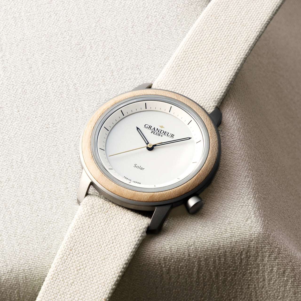 GRANDEUR PLUS Wood Solar Watch Ivory Maplewood (GRP016W),, large image number 2