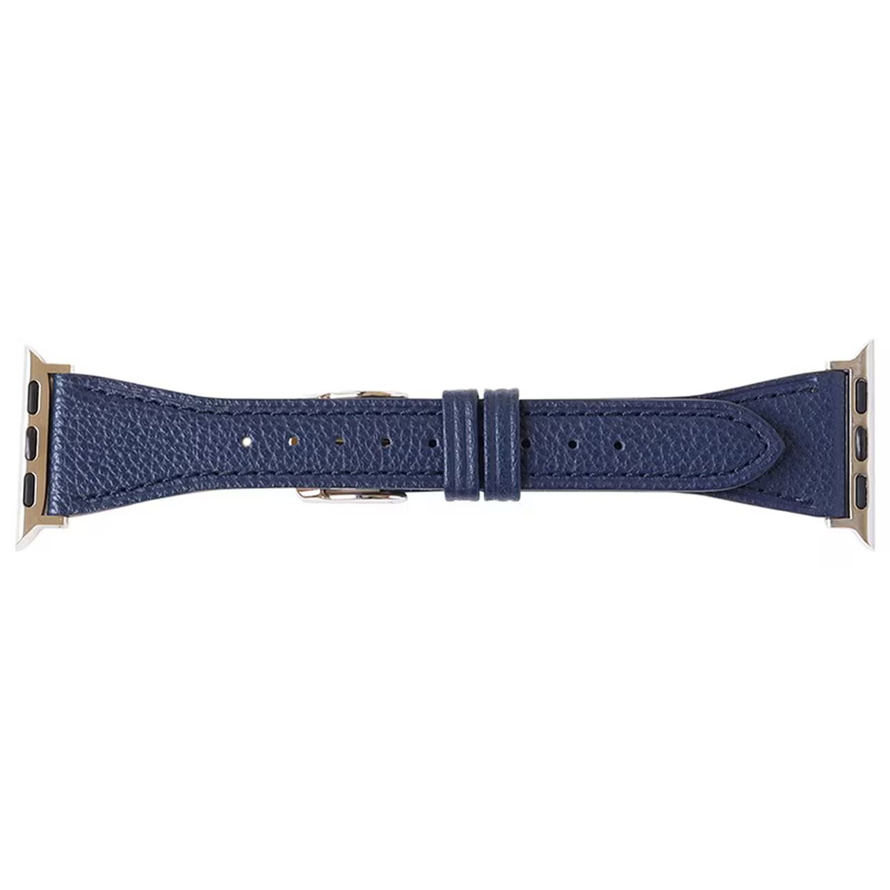 BAMBI Apple Watch Band, Scotchgard, Cowhide Leather, Navy, RWM023D,, large image number 0