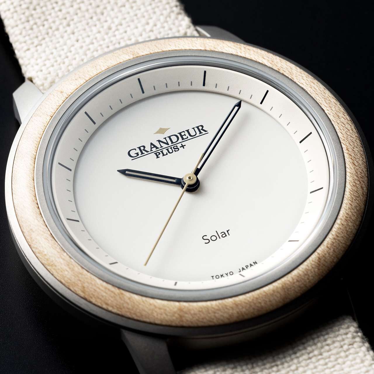 GRANDEUR PLUS Wood Solar Watch Ivory Maplewood (GRP016W),, large image number 3