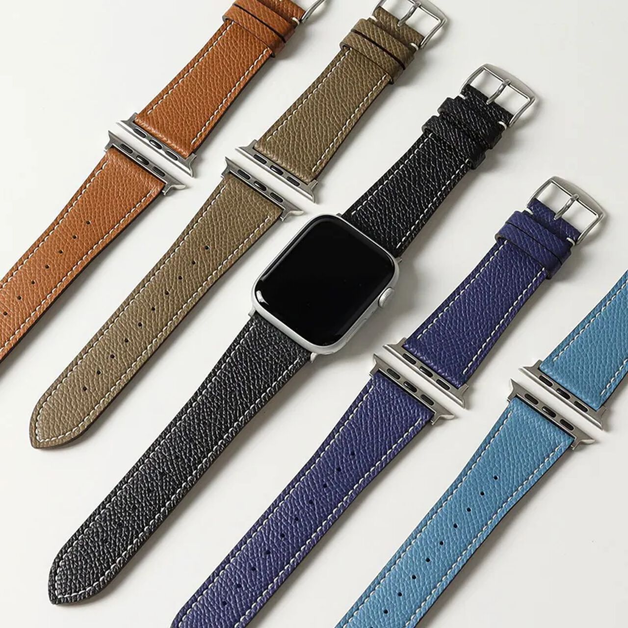 BAMBI Apple Watch Band, Genuine Leather, Light Blue, RWC046U.,, large image number 7
