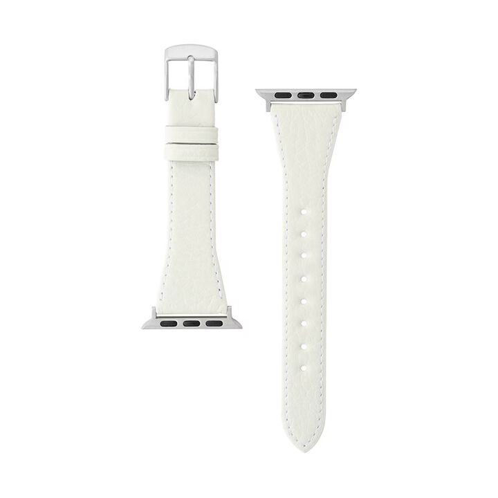 BAMBI Apple Watch Band, Genuine Leather, White, RWC047W.,, medium