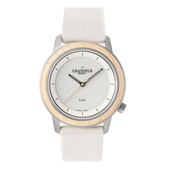 GRANDEUR PLUS Wood Solar Watch Ivory Maplewood (GRP016W),, medium