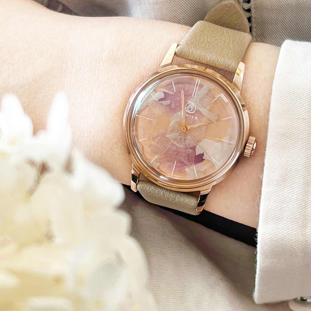 LOV-IN BOUQUET BOTANICAL SAKURA WATCH SAKURA & ALMOND &  Pink gold case.,, large image number 4