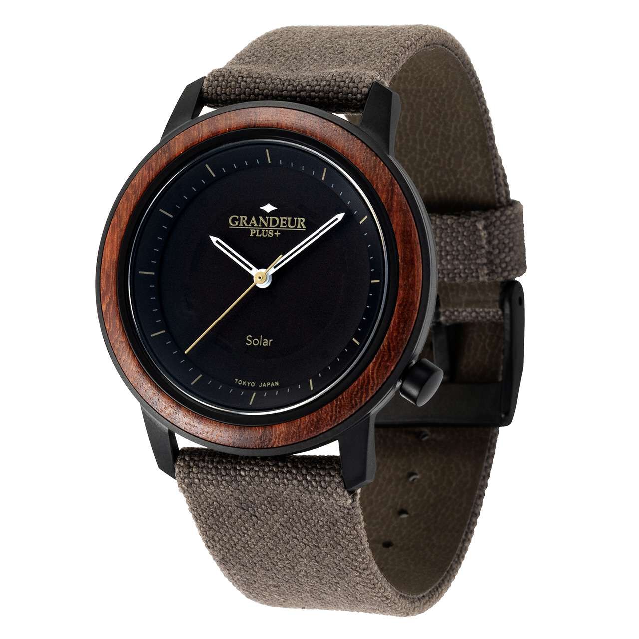 GRANDEUR PLUS Wood Solar Watch Black Sandalwood (GRP016B),, large image number 1