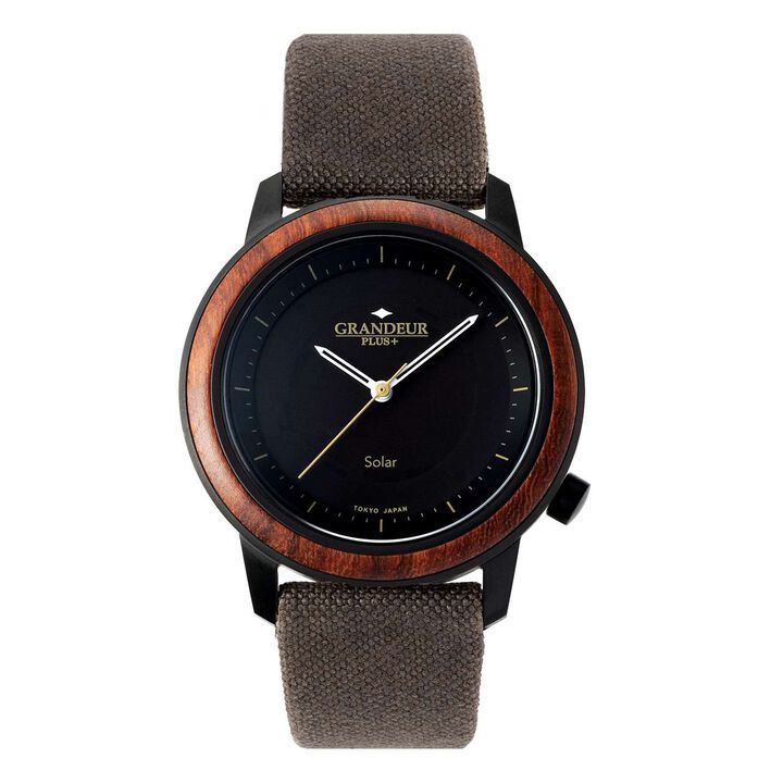 GRANDEUR PLUS Wood Solar Watch Black Sandalwood (GRP016B),, medium