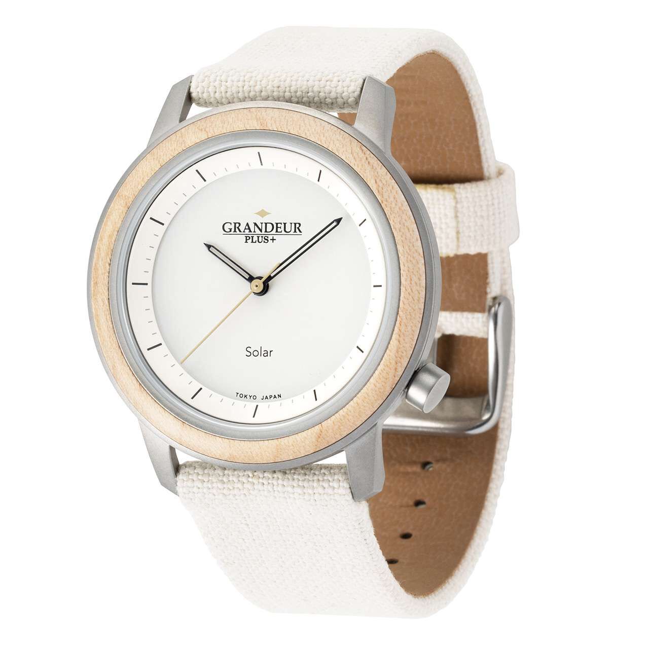 GRANDEUR PLUS Wood Solar Watch Ivory Maplewood (GRP016W),, large image number 1